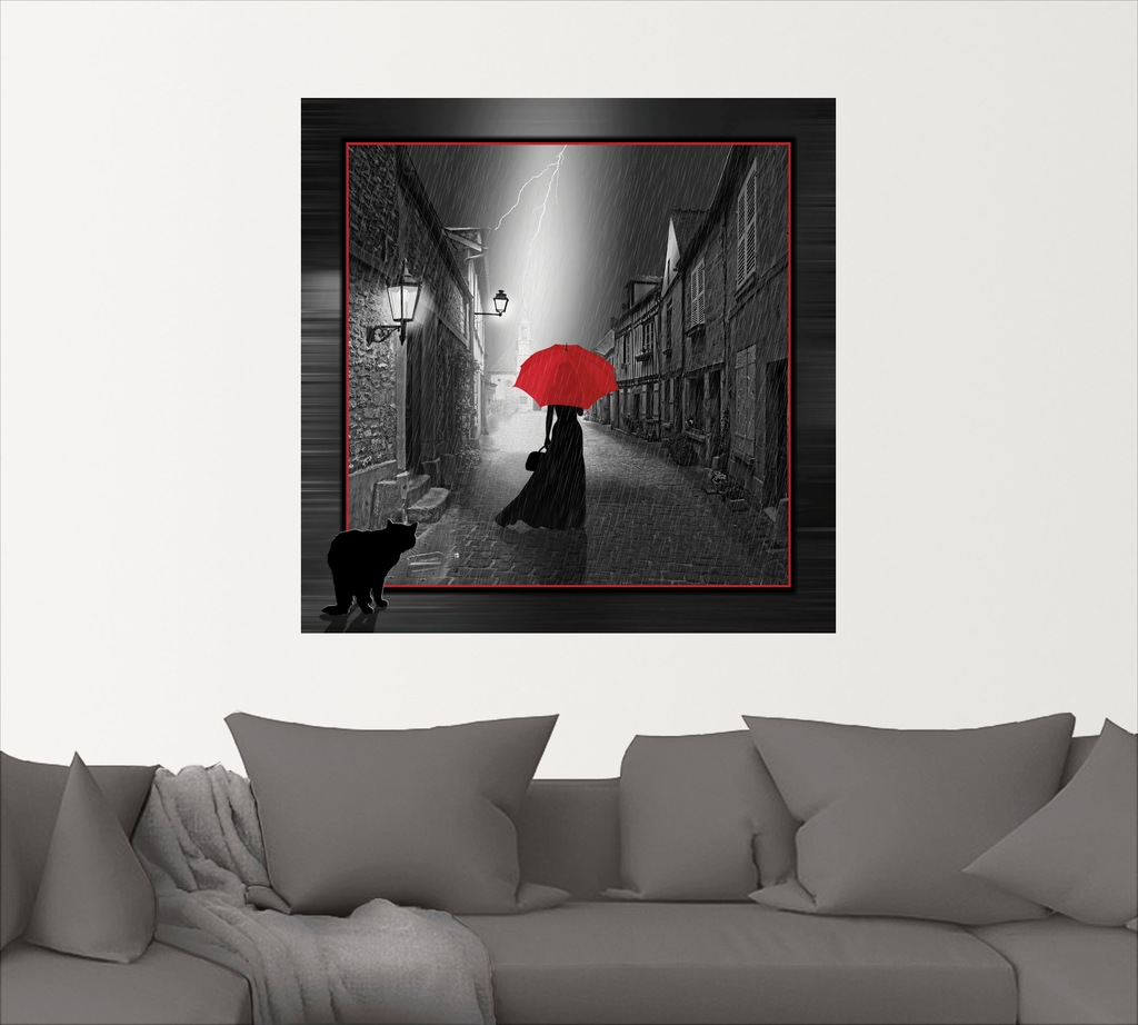 Artland Wandbild »Die Frau mit dem roten Schirm 2«, Frau, (1 St.), als Lein günstig online kaufen