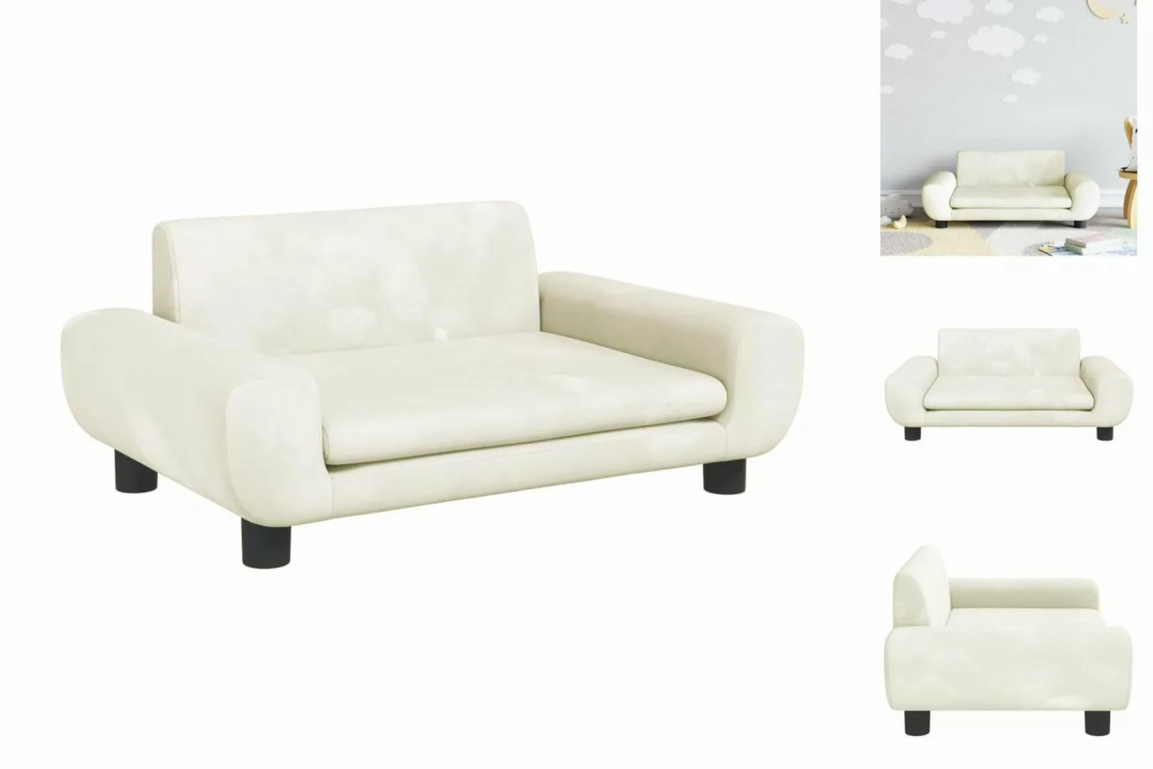 vidaXL Kindersofa Kindersofa Creme 70x45x33 cm Samt Kindercouch Kindermöbel günstig online kaufen