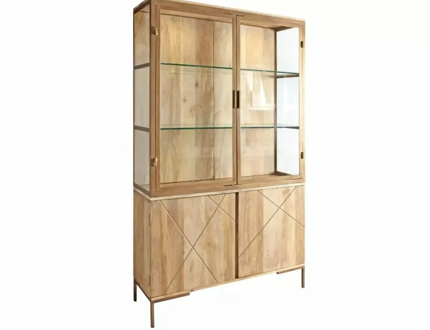 Main Möbel Vitrine Vitrinenschrank 118x197cm 'Houston' Mango natur & goldfa günstig online kaufen