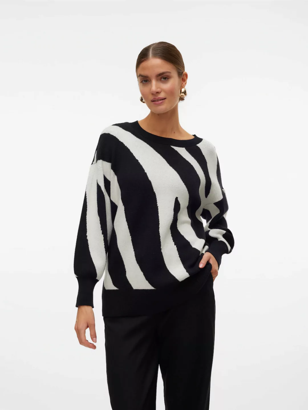 Vero Moda Rundhalspullover "VMNANCY LS O-NECK LONG PULLOVER BOO" günstig online kaufen