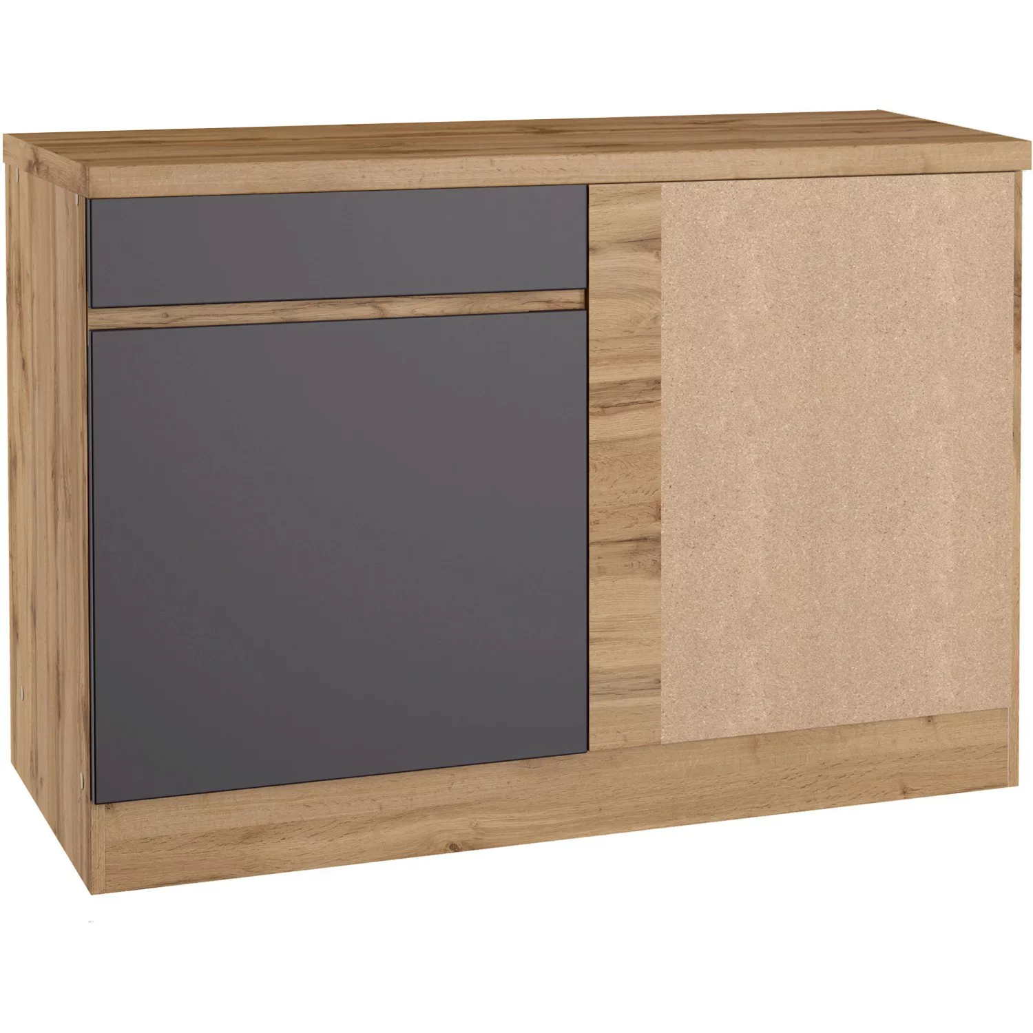 Held Möbel Küchen-Eckschrank Turin 120 cm Graphit/Wotaneiche günstig online kaufen