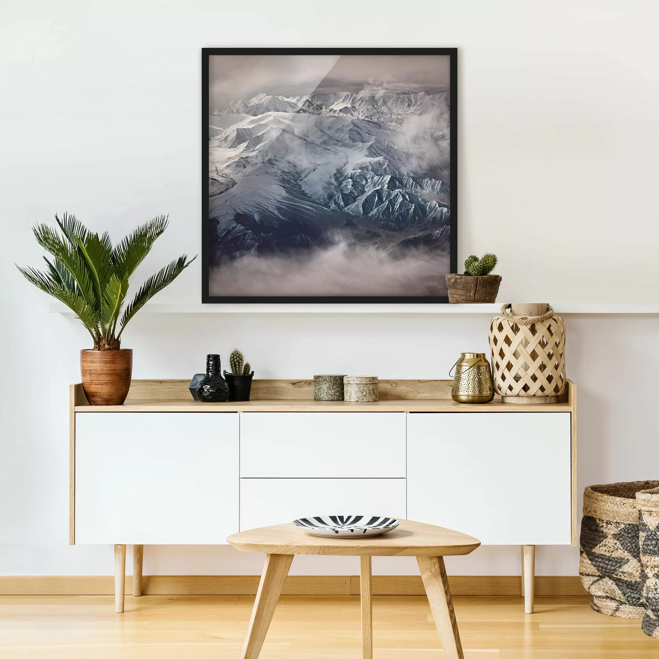 Bild mit Rahmen Natur & Landschaft - Quadrat Berge von Tibet günstig online kaufen