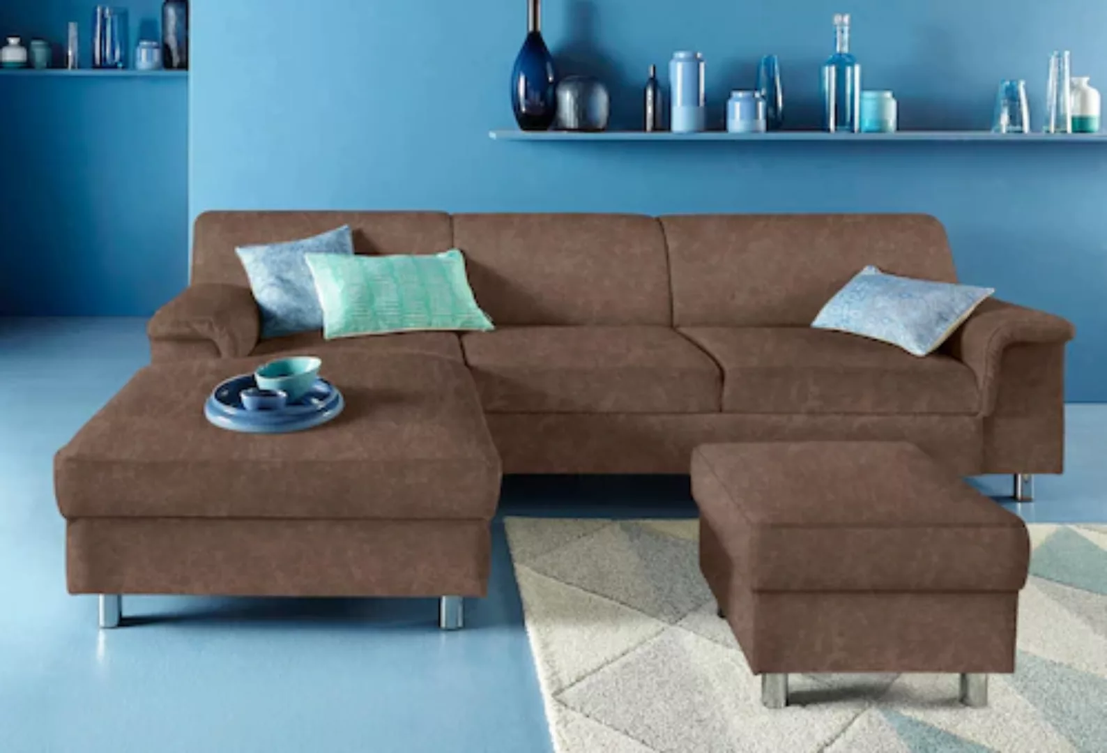 INOSIGN Ecksofa "Jamie, modern und elegant, Fußhöhe 9cm, L-Form,", wahlweis günstig online kaufen