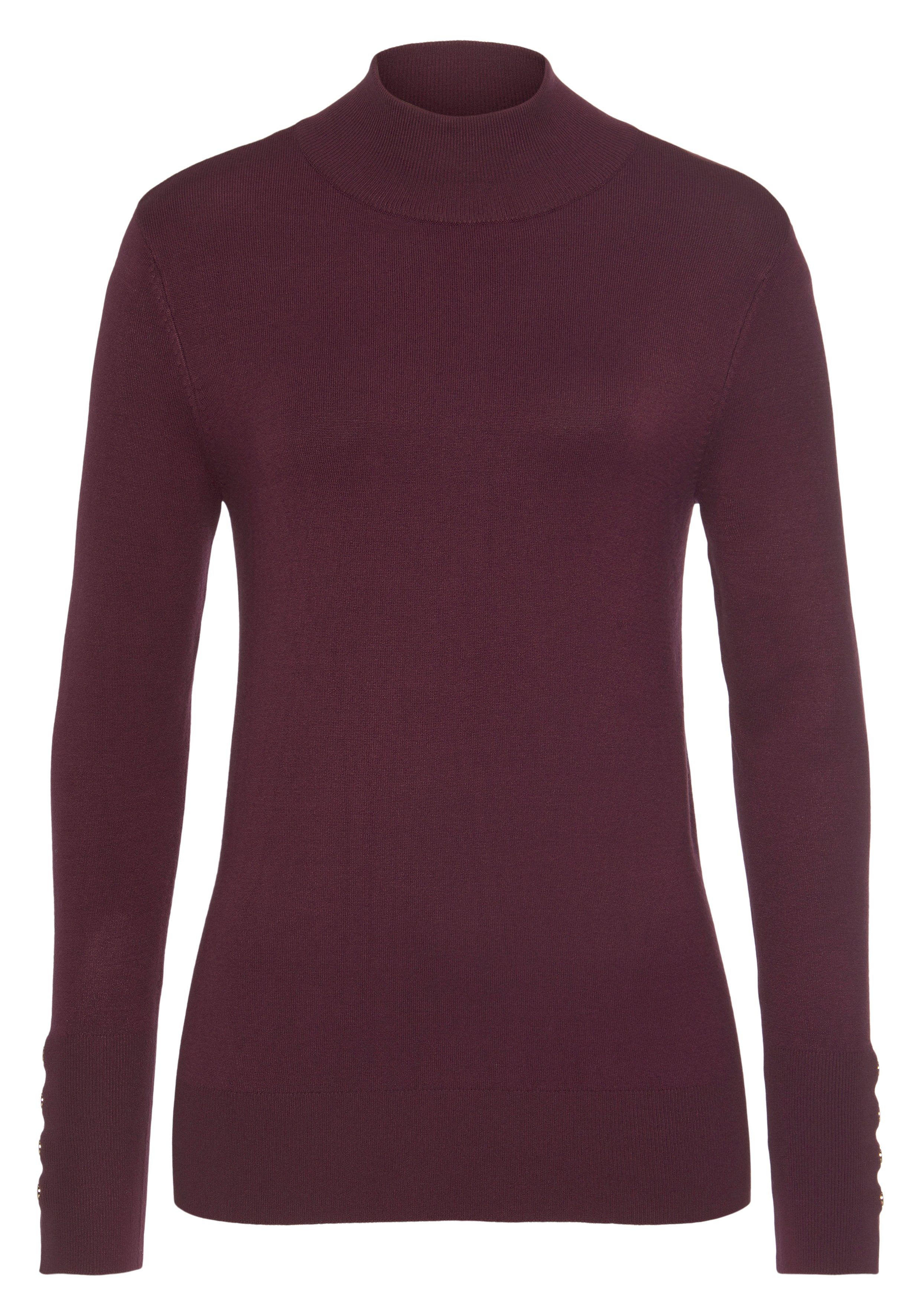 LASCANA Strickpullover, mit Zierknöpfen am Ärmelabschluss, leichter Rollkra günstig online kaufen