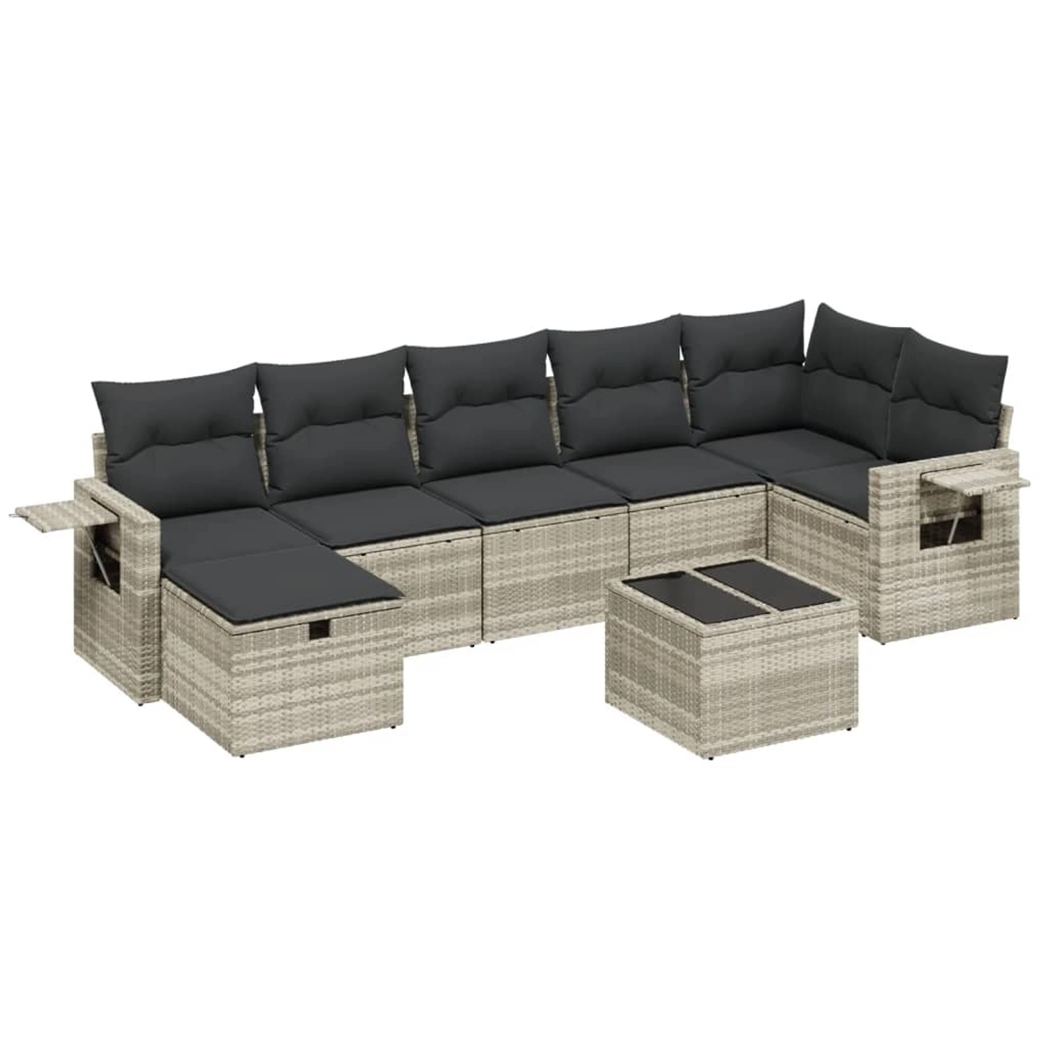 vidaXL 8-Tlg Garten-Sofagarnitur mit Kissen Hellgrau Poly Rattan 3263828 günstig online kaufen