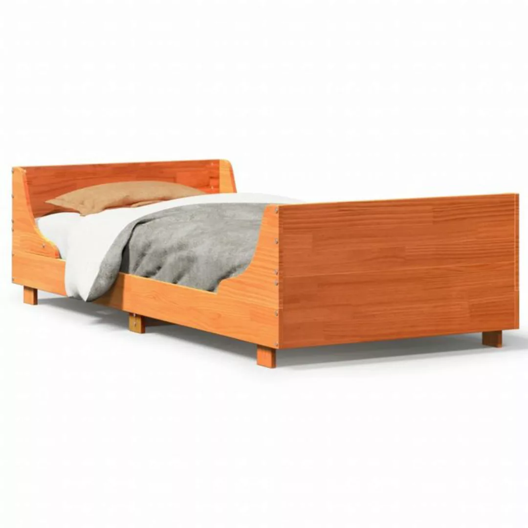 vidaXL Bett Massivholzbett ohne Matratze Wachsbraun 75x190 cm Kiefernholz günstig online kaufen