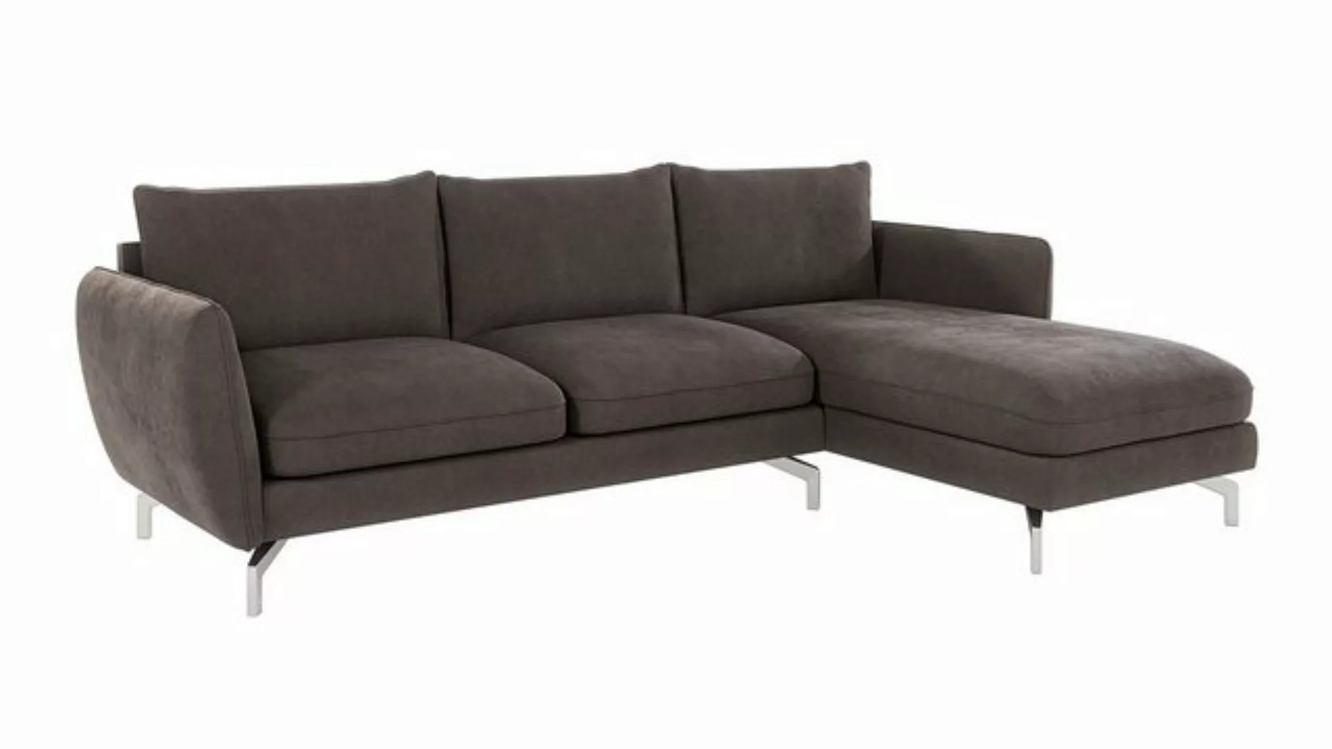 S-Style Möbel Ecksofa Benita mit Silber Metall Füßen, Ottomane links oder r günstig online kaufen