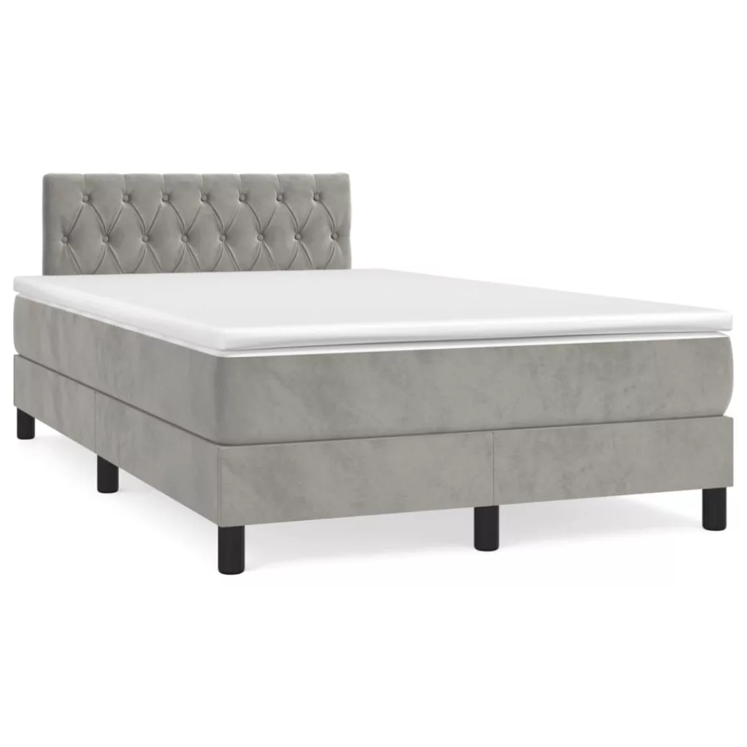 Vidaxl Boxspringbett Mit Matratze Hellgrau 120x200 Cm Samt günstig online kaufen