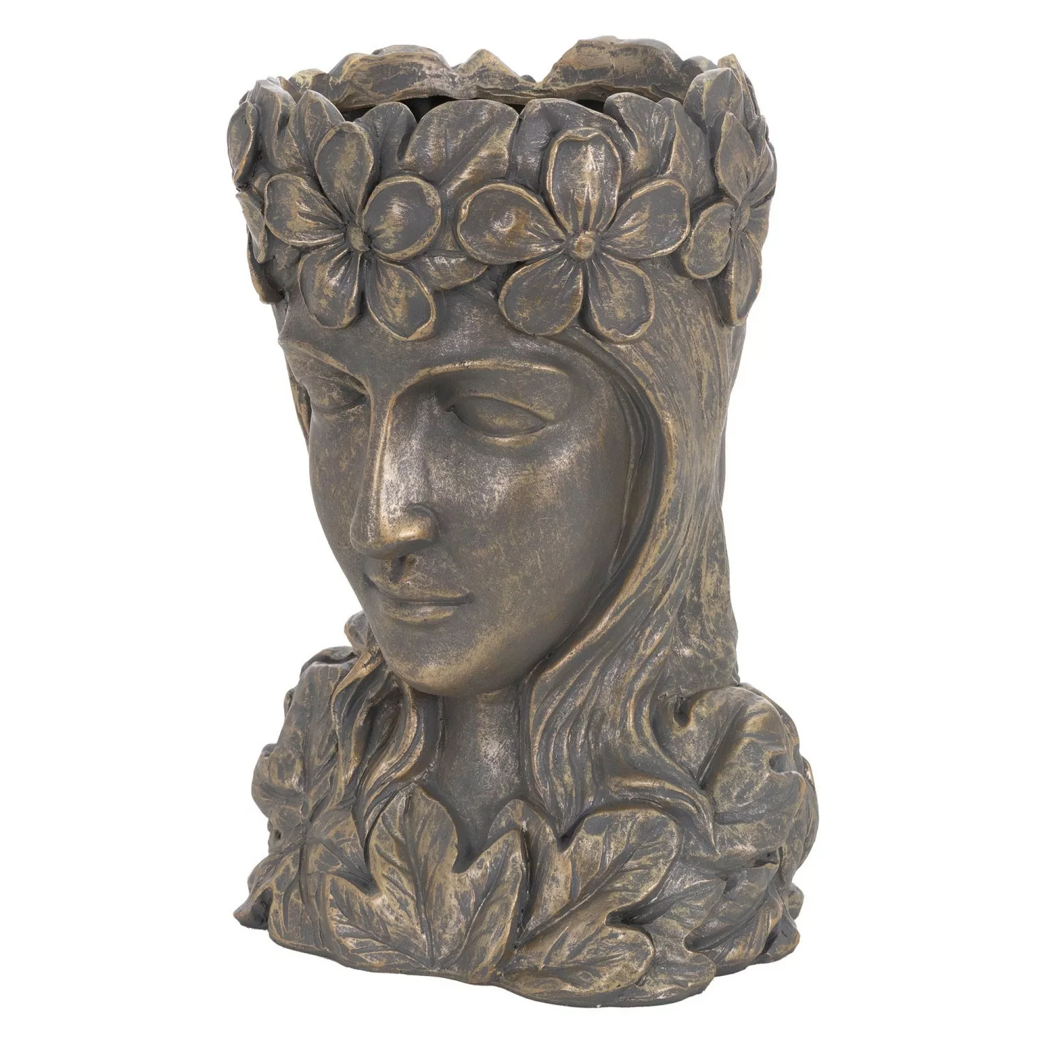 ML-Design Pflanztopf Frauenkopf Figur 21x16x32 cm Bronze Kunstharz Innen Au günstig online kaufen