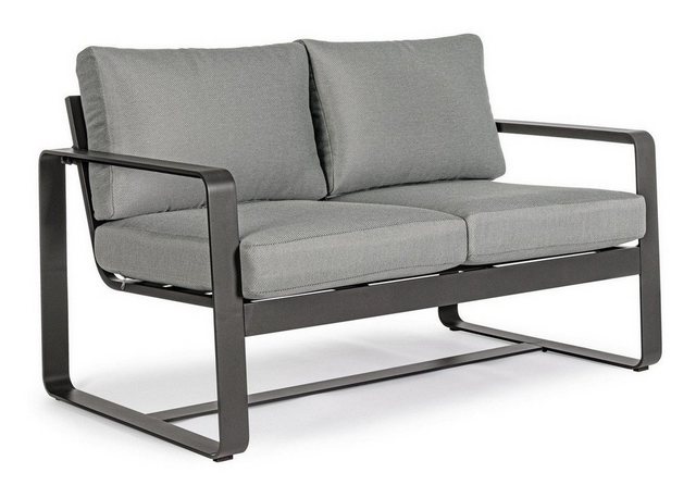 Natur24 Sofa Sofa Merrigan 134x84x78cm Aluminium Grau Sofa Couch Polster günstig online kaufen