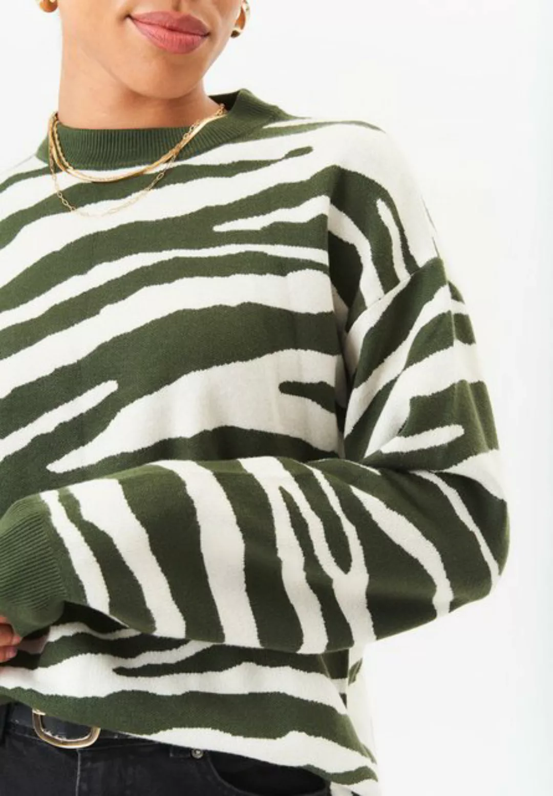 GINI LONDON Stricktop Gini Zebra Übergroßer Pullover mit Zebramuster günstig online kaufen