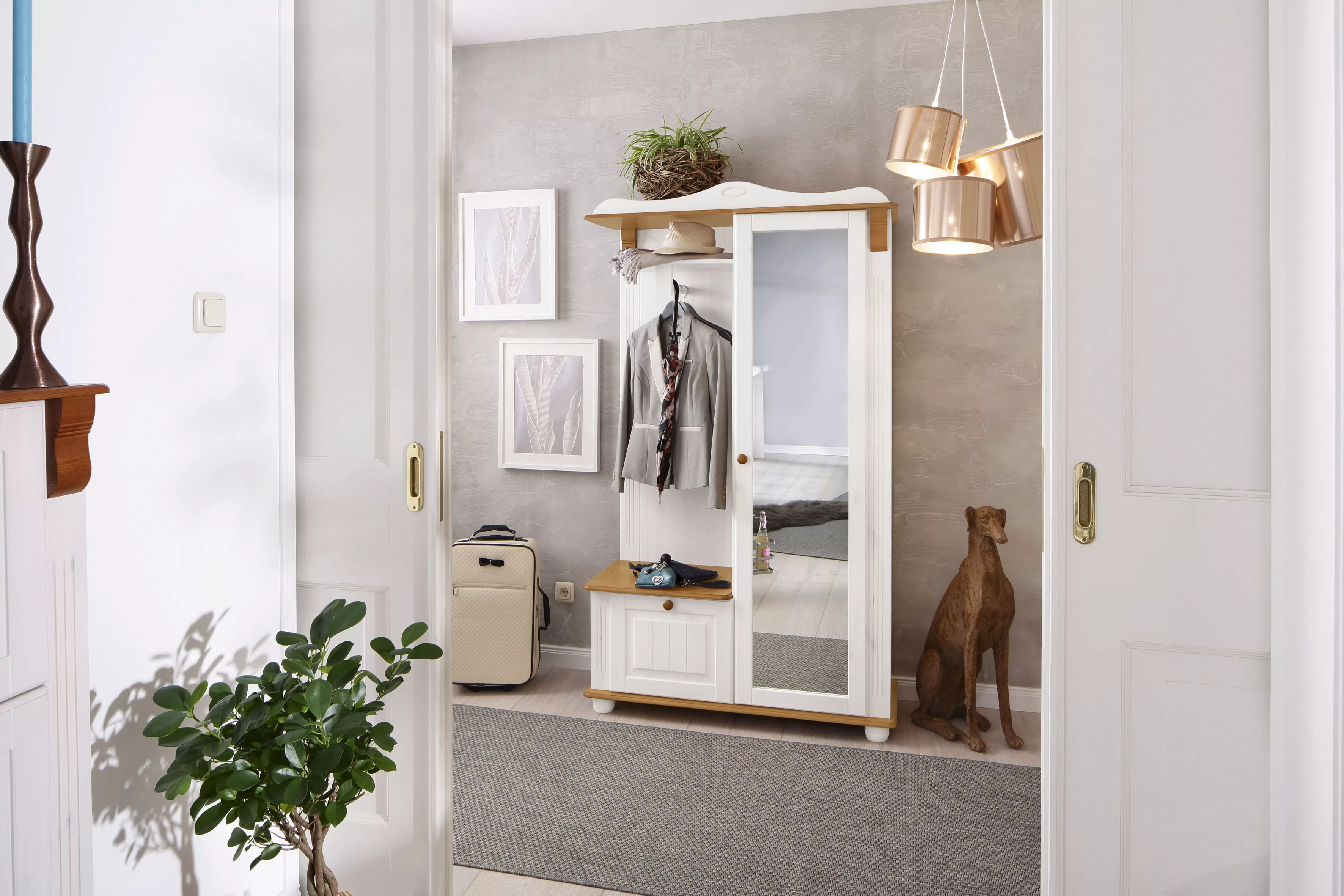 Home affaire Kompaktgarderobe "Adele", Breite 108 cm, mit Spiegeltür, aus m günstig online kaufen