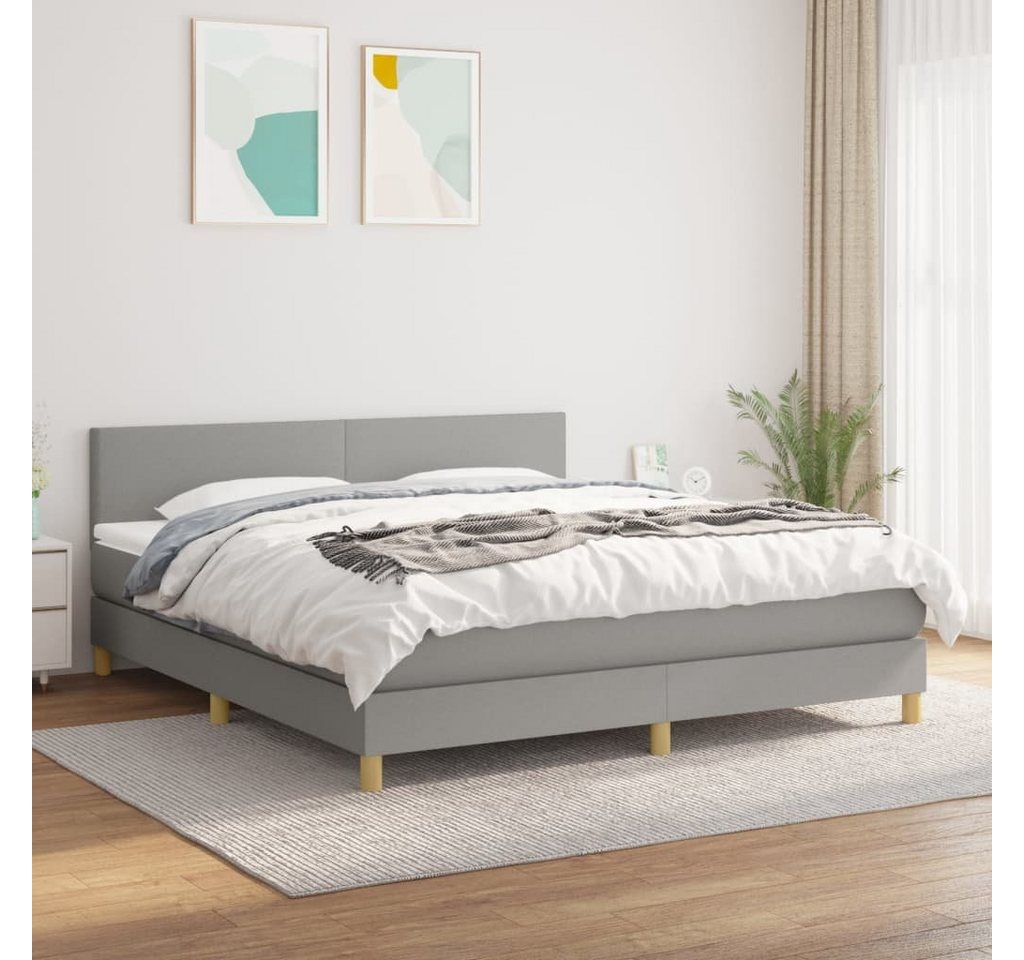 furnicato Bett Boxspringbett mit Matratze Hellgrau 180x200 cm Stoff günstig online kaufen