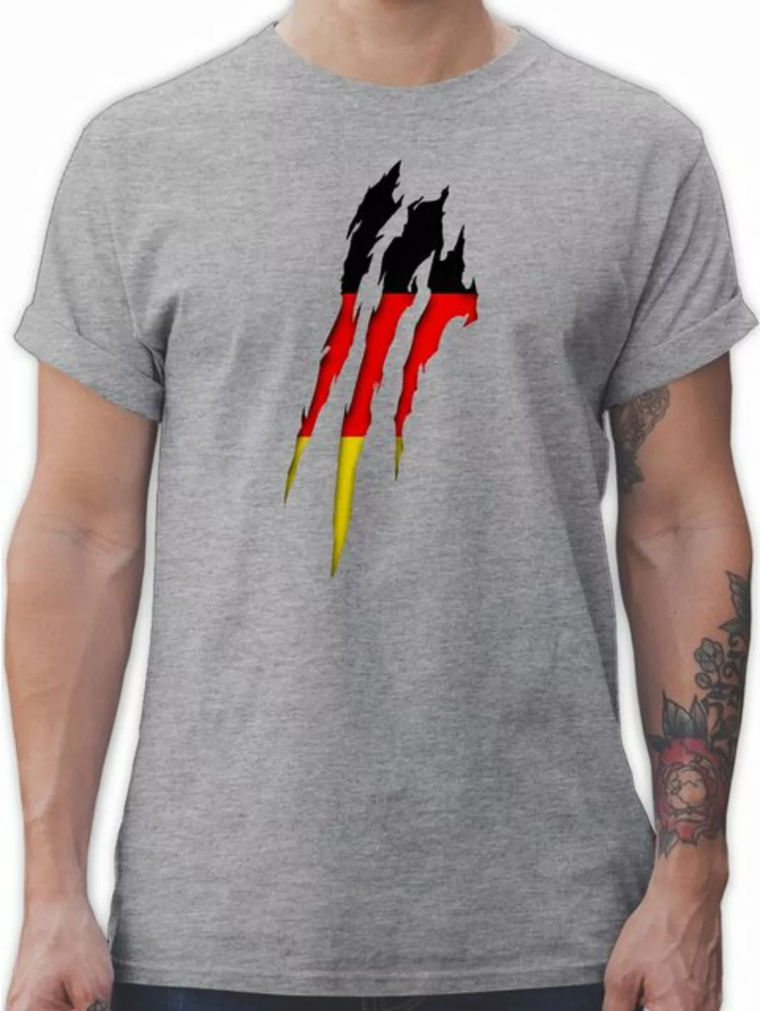 Shirtracer T-Shirt Deutschland Krallenspuren Germany, Schwarz Rot Gold Länd günstig online kaufen