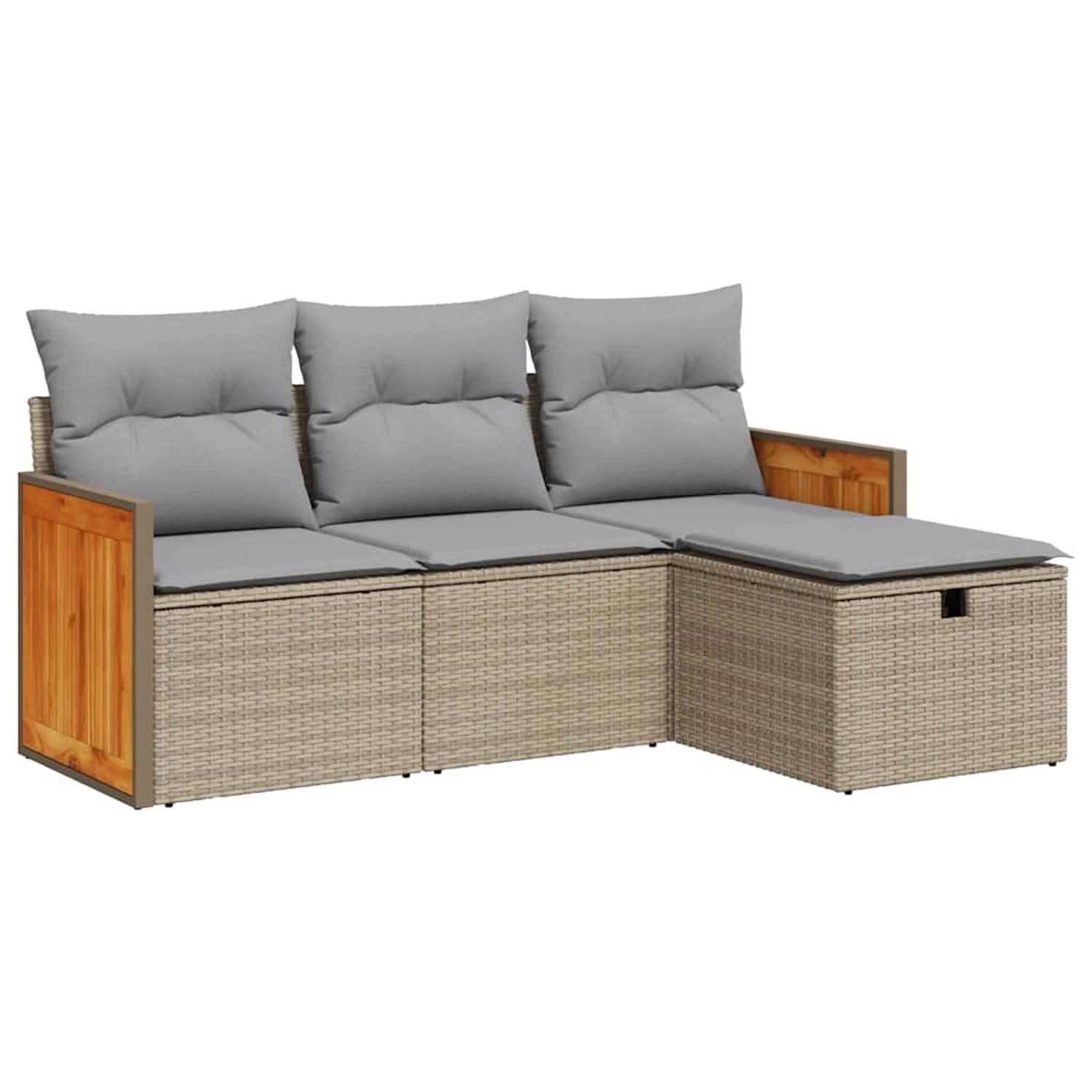 vidaXL 4-Tlg Garten-Sofagarnitur mit Kissen Beige Poly Rattan 3326007 günstig online kaufen
