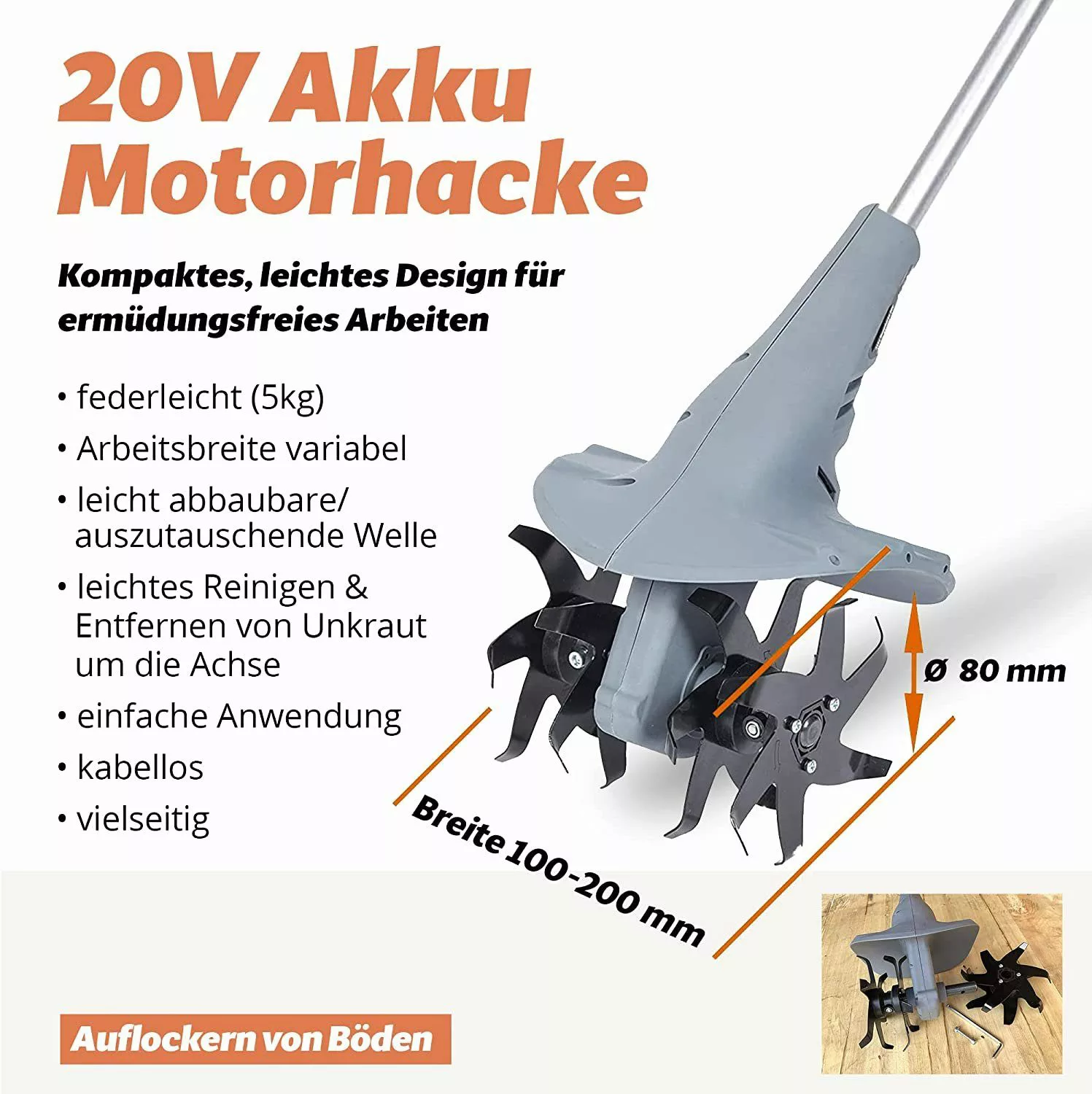 Fanztool Akku-Motorhacke 20V Motorhacke Bodenhacke Gartenhacke günstig online kaufen