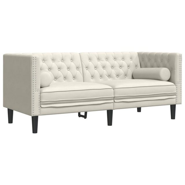 vidaXL Sofa Chesterfield-Sofa mit Nackenrollen 2-Sitzer Creme Samt günstig online kaufen