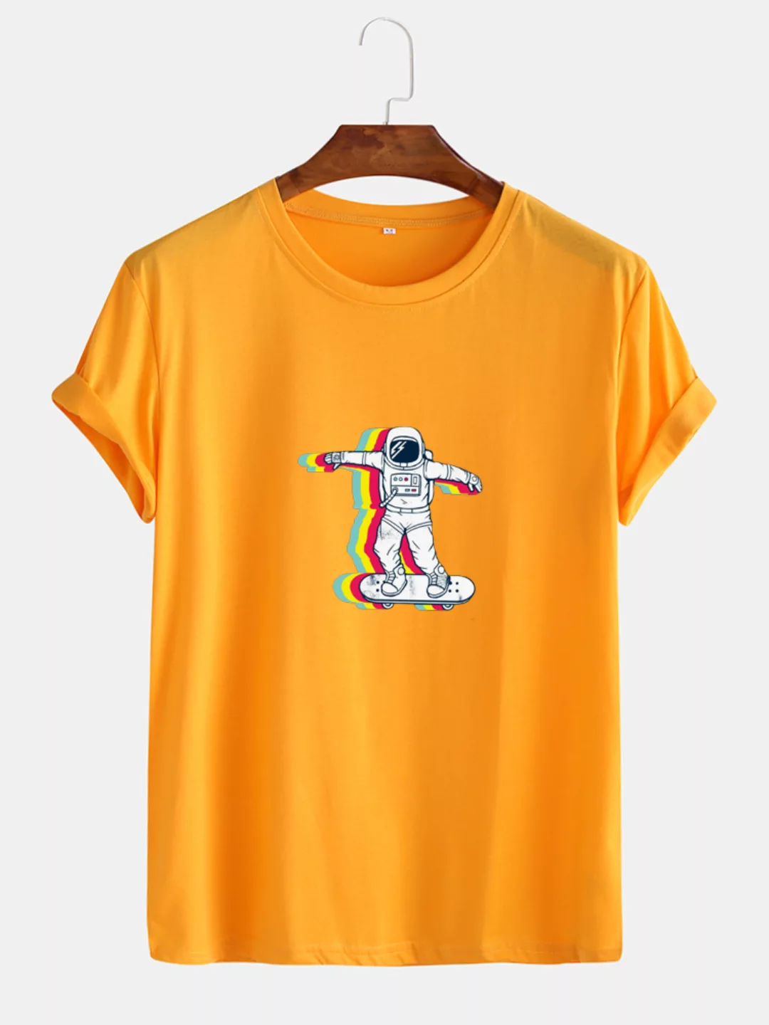 Herren Baumwolle Astronaut Druck Rundhals lässig Kurzarm T-Shirts günstig online kaufen