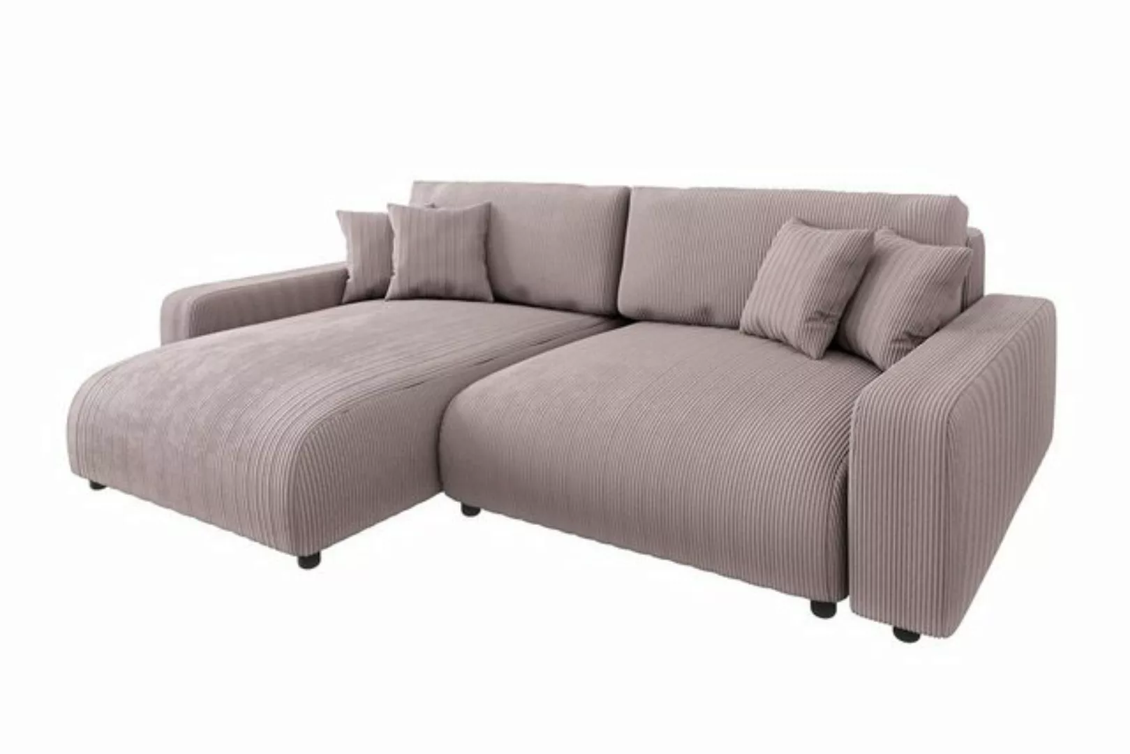 S-Style Möbel Ecksofa Emma mit Bettfunktion in Cord-Stoff schöner Sitzkomfo günstig online kaufen