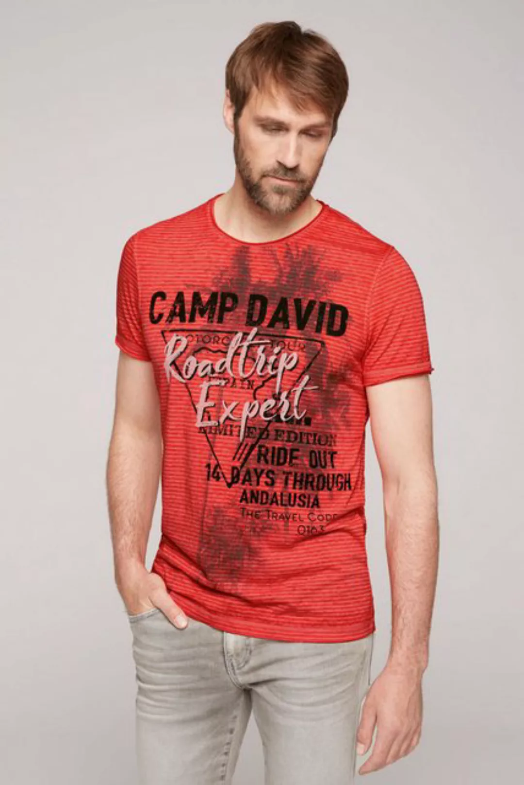 CAMP DAVID Rundhalsshirt mit offenen Kanten günstig online kaufen