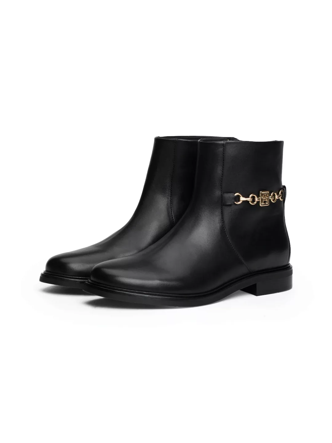 Tommy Hilfiger Stiefelette "TH CHAIN LEATHER LOW BOOTIE", Blockabsatz, Busi günstig online kaufen