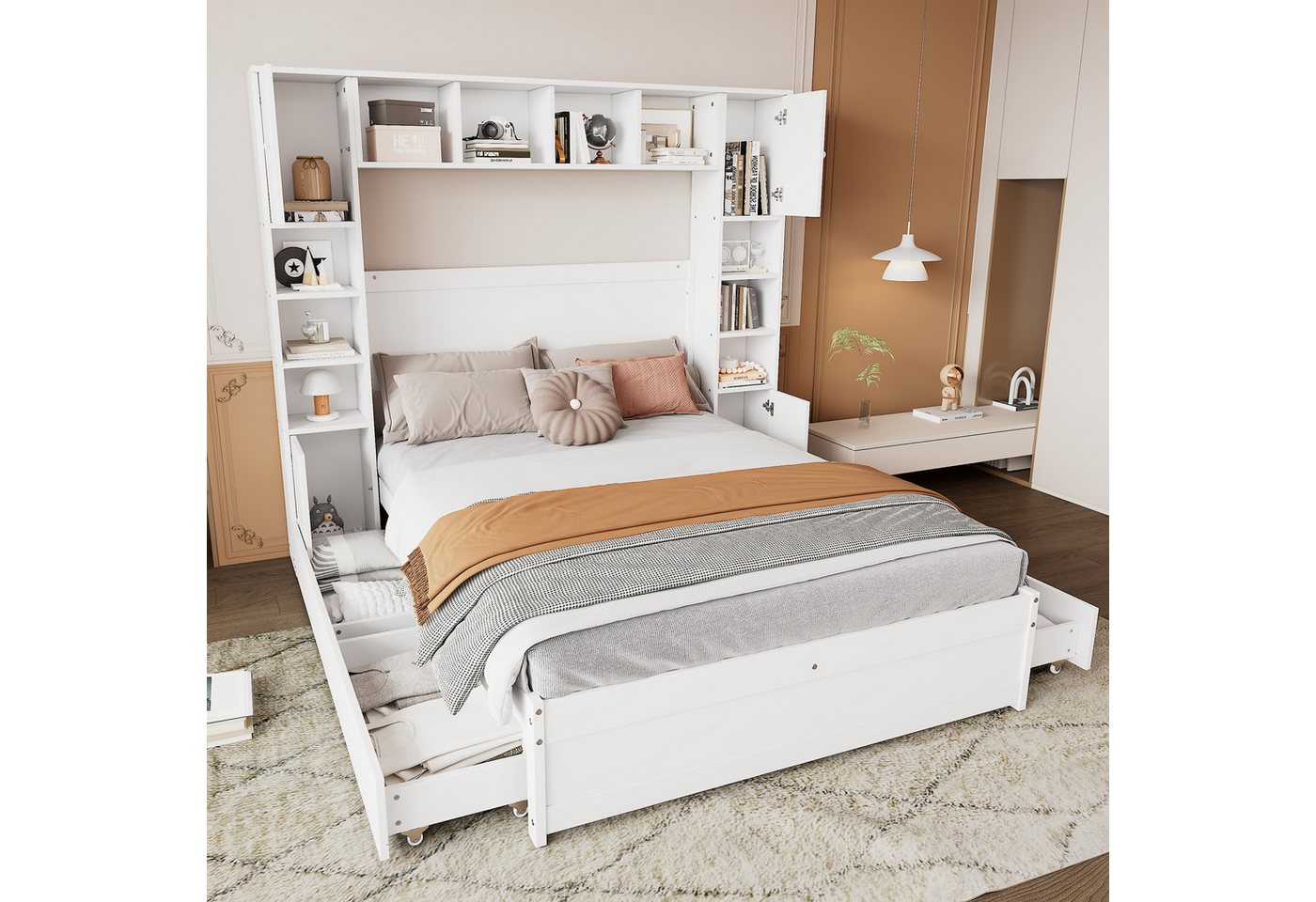 TavilaEcon Stauraumbett Kinderbett Doppelbett Holzbett Paneelbett mit mehre günstig online kaufen
