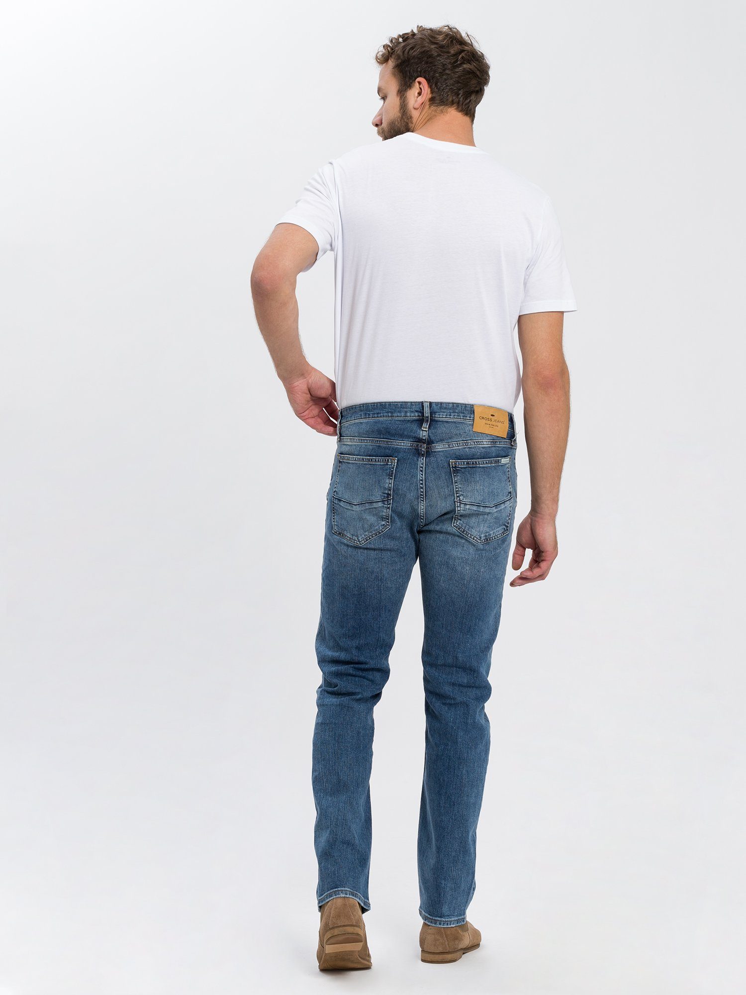 Cross Jeans Herren Jeans Damien - Slim Fit - Blau - Mid Blue günstig online kaufen