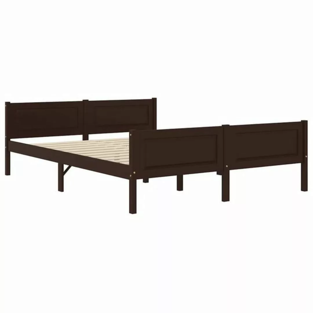 vidaXL Bettgestell Massivholzbett Kiefer Dunkelbraun 160x200 cm Doppelbett günstig online kaufen