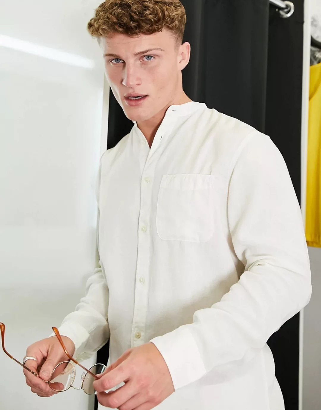 Selected Homme – Langärmliges Hemd in schmaler Passform in Pastelfarbe-Neut günstig online kaufen