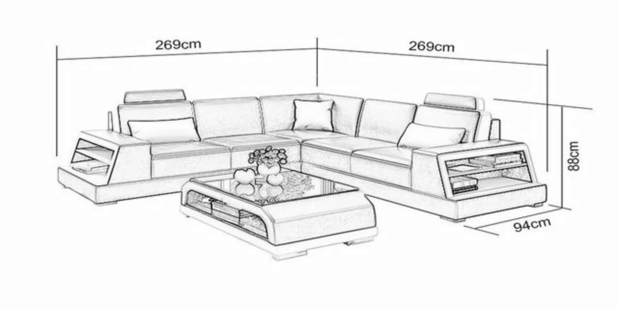 Xlmoebel Ecksofa Ledersofa Set für das Wohnzimmer - Komplette Ledercouch Ga günstig online kaufen