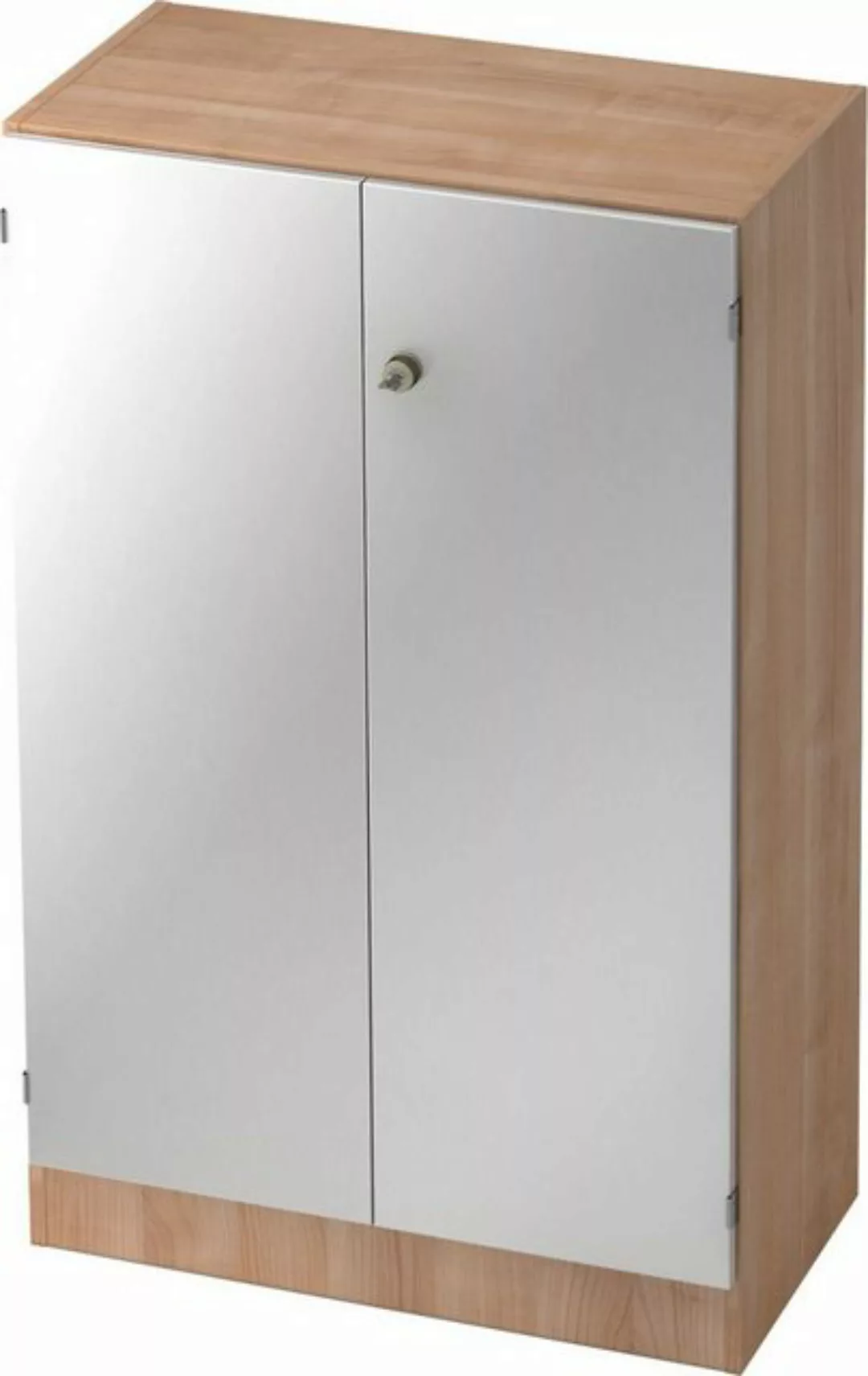 Aktenschrank Schrank Solid 3OH BxTxH 80x42x127cm Griff SG Nussbaum/Silber günstig online kaufen