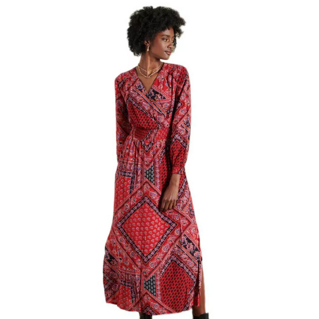Superdry Nikki Maxi Langes Kleid M Red Paisley Scarf günstig online kaufen