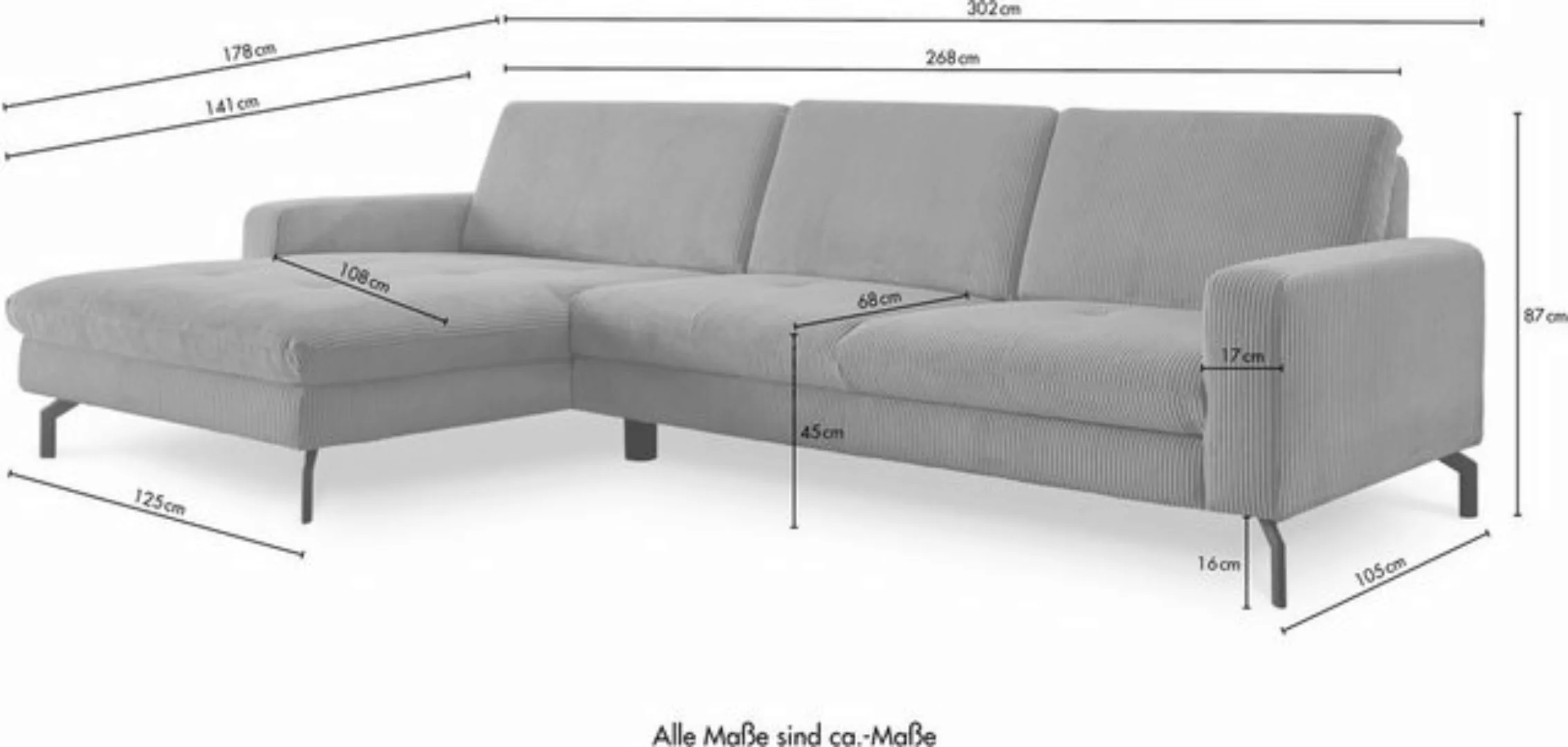 Die PlanBar Ecksofa MP-IN20110 L-Form, optional Sitztiefenverstellung, Kopf günstig online kaufen