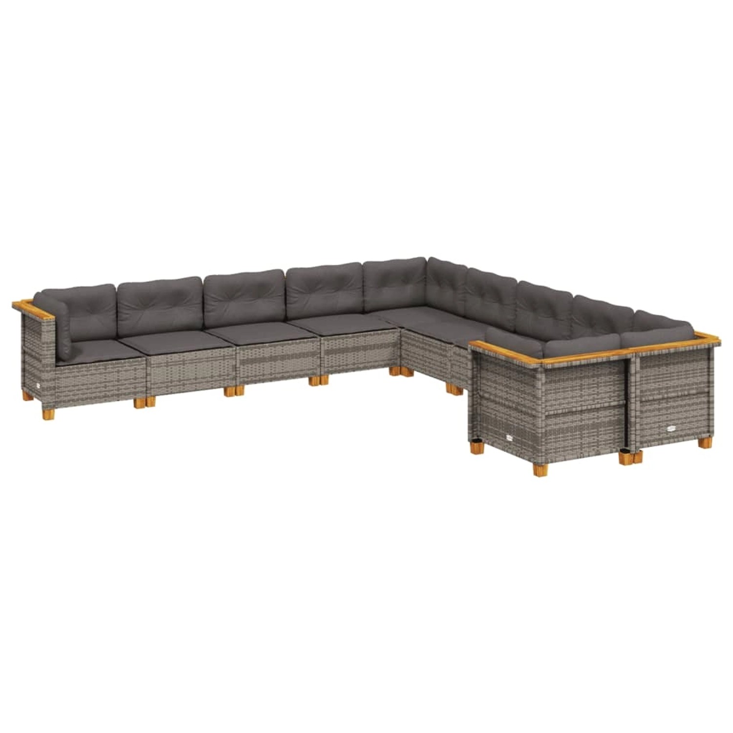 vidaXL 10-Tlg Garten-Sofagarnitur mit Kissen Grau Poly Rattan 3262044 günstig online kaufen