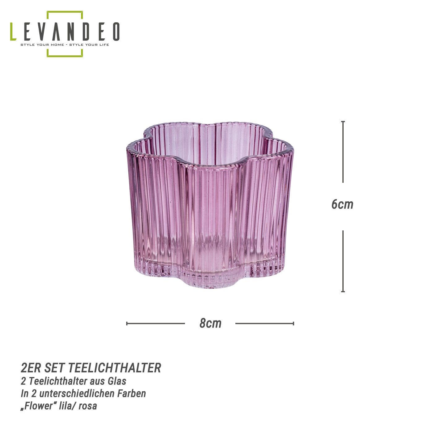 Levandeo® Teelichthalter, 2er Set Teelichthalter Blumenform günstig online kaufen