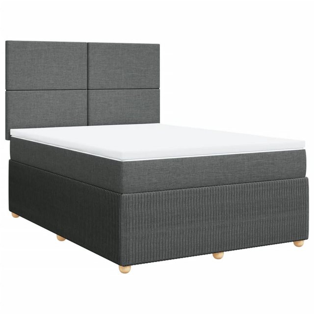 vidaXL Boxspringbett, Boxspringbett mit Matratze Dunkelgrau 140x200 cm Stof günstig online kaufen