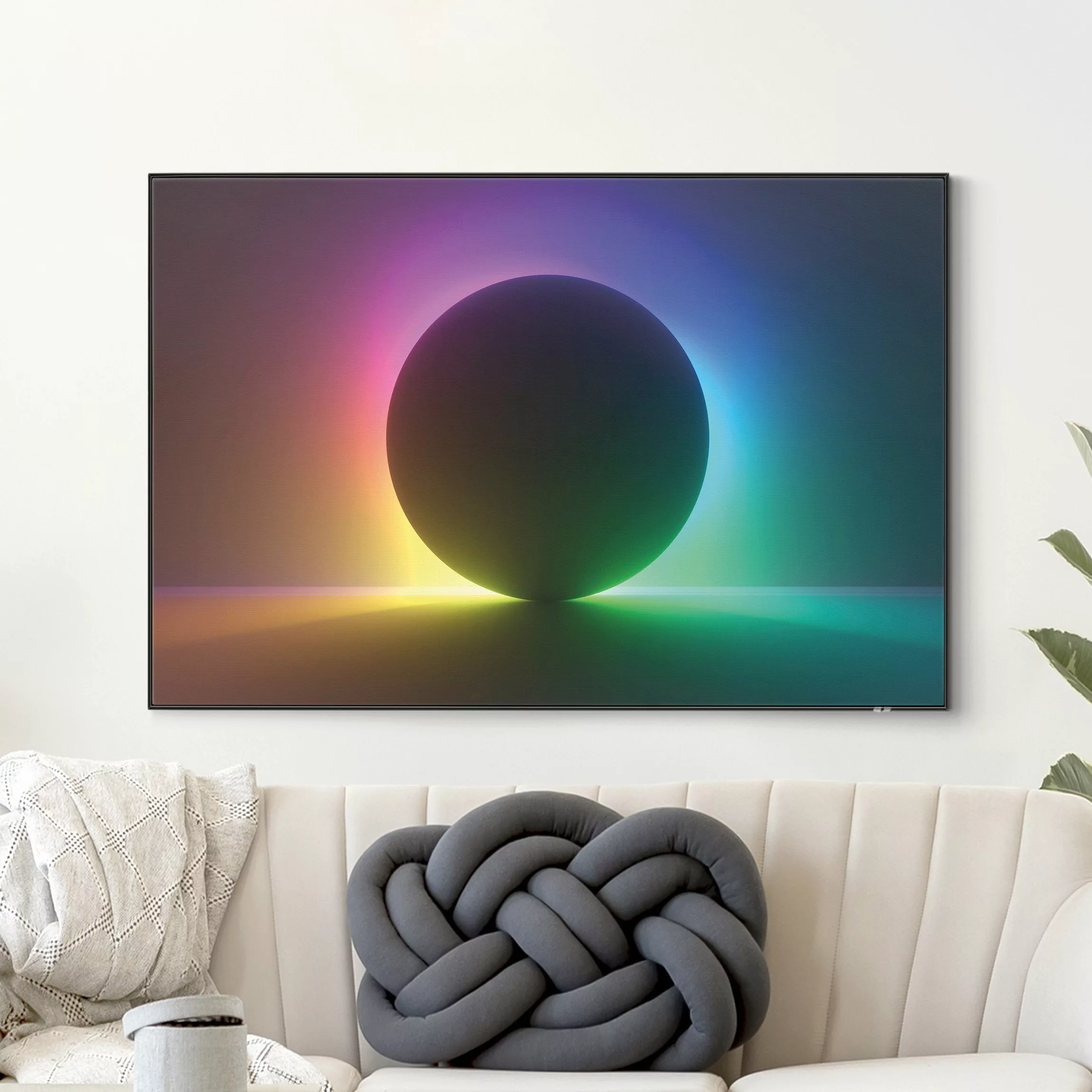 Wechselbild Schwarzer Kreis mit Neonlicht günstig online kaufen