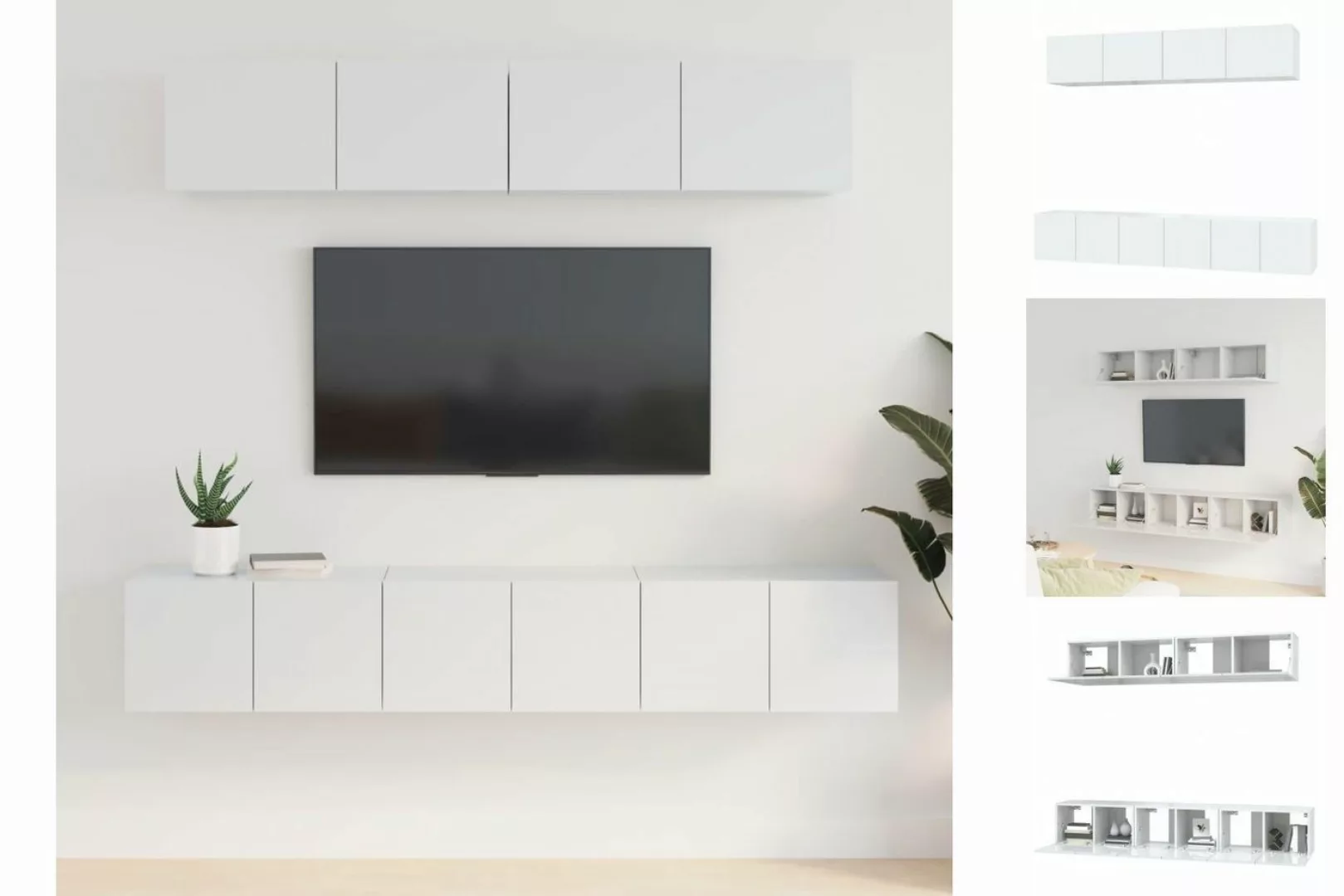 vidaXL TV-Schrank 5-tlg TV-Schrank-Set Hochglanz-Weiß Holzwerkstoff TV-Lowb günstig online kaufen