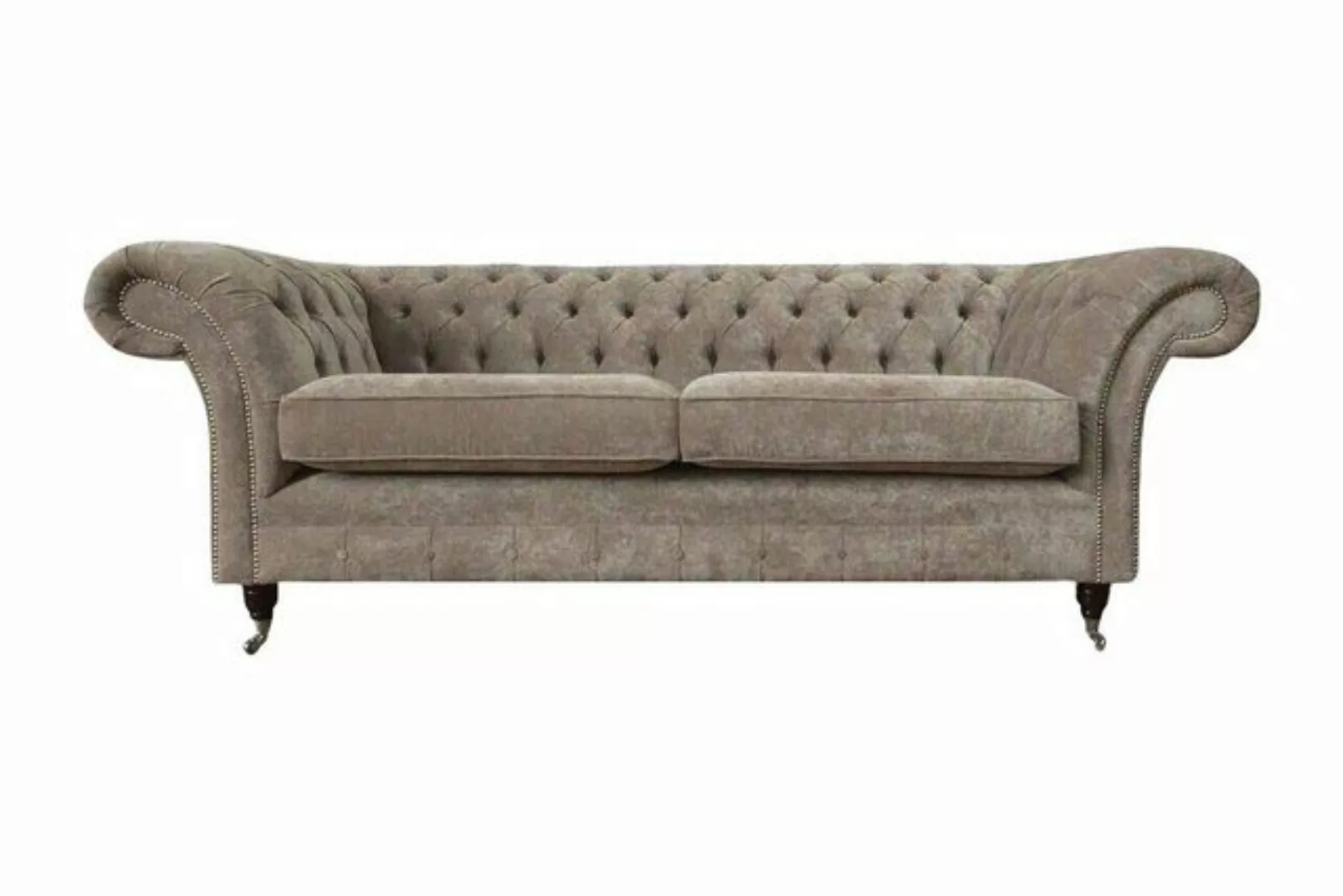 JVmoebel Sofa Dreisitzer Chesterfield Sofa 3 Sitz Sofas Braun Stoff Wohnzim günstig online kaufen