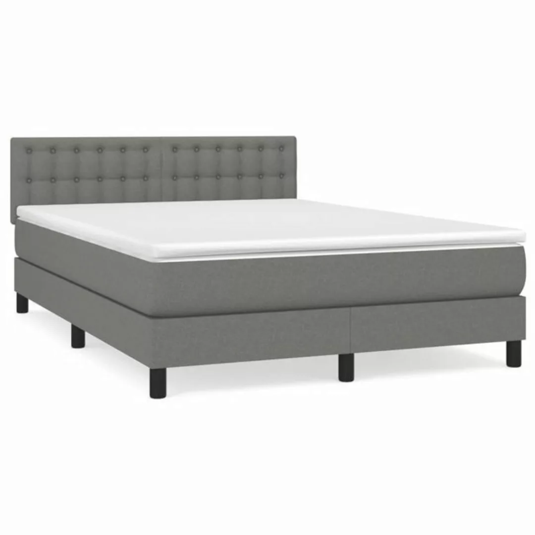 furnicato Bett Boxspringbett mit Matratze Dunkelgrau 140x190 cm Stoff günstig online kaufen