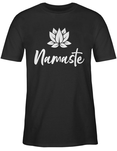 Shirtracer T-Shirt Namaste mit Lotusblüte weiß Yoga und Wellness Geschenk günstig online kaufen