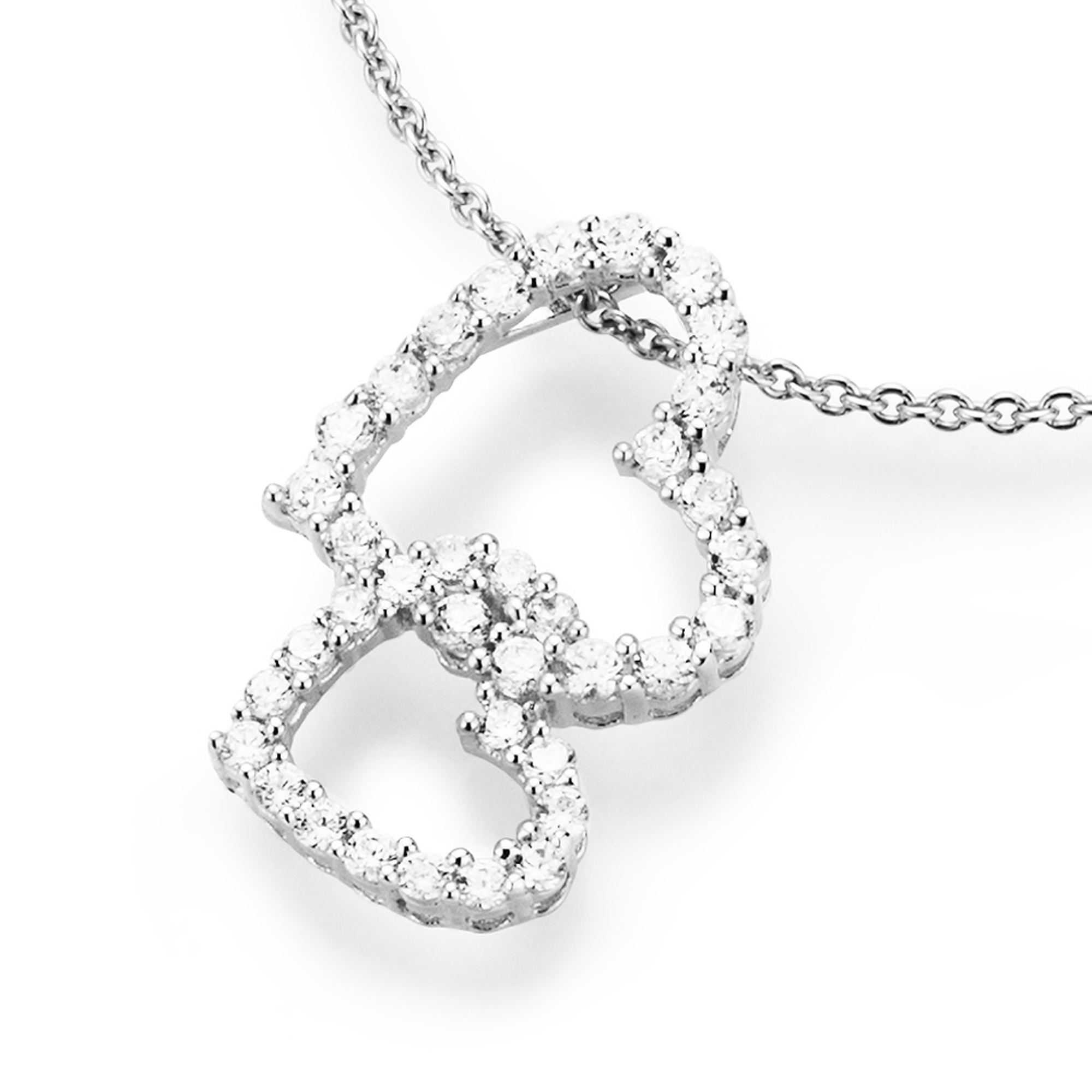 Smart Jewel Herzkette "Herz an Herz mit Zirkonia Steinen, Silber 925" günstig online kaufen