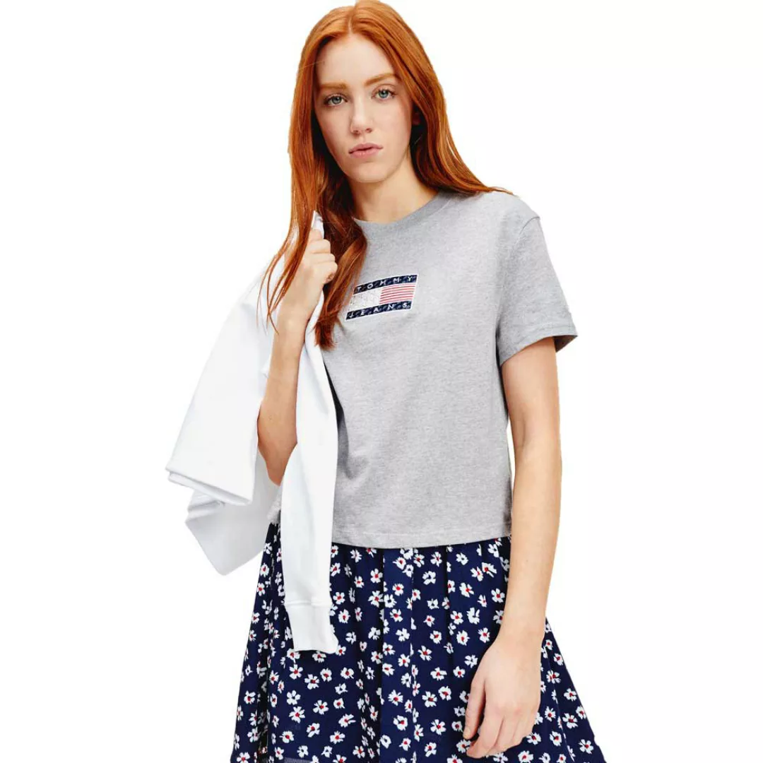 Tommy Jeans Star Americana Flag Kurzärmeliges T-shirt M Light Grey Heather günstig online kaufen