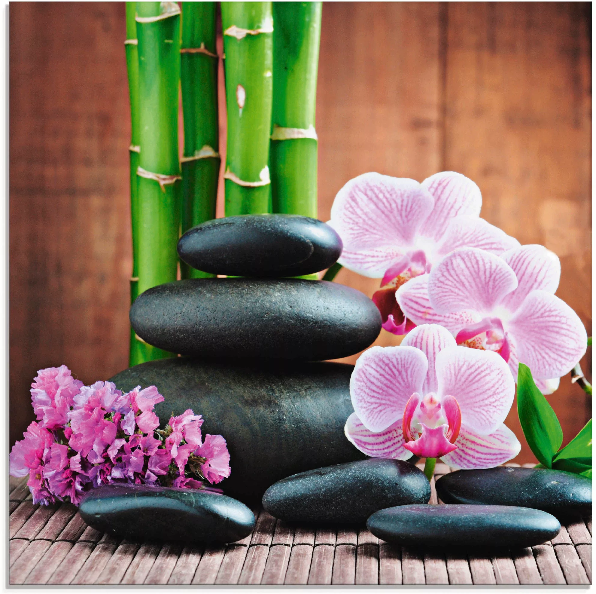 Artland Glasbild "Spa Konzept Zen Steinen Orchideen", Zen, (1 St.), in vers günstig online kaufen