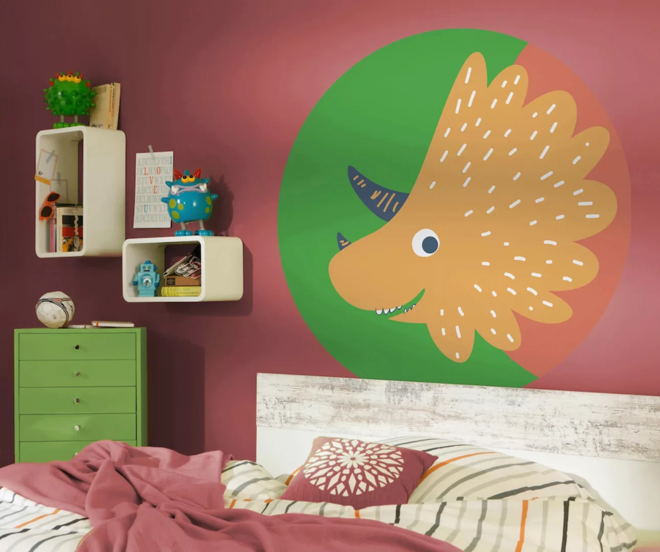 Komar Vliesfototapete Dot Little Dino Trice selbstklebend Ø 125 cm günstig online kaufen