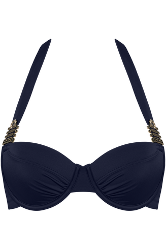Royal Navy Plunge Balcony Bikini Top | Wired Padded Dark Blue günstig online kaufen