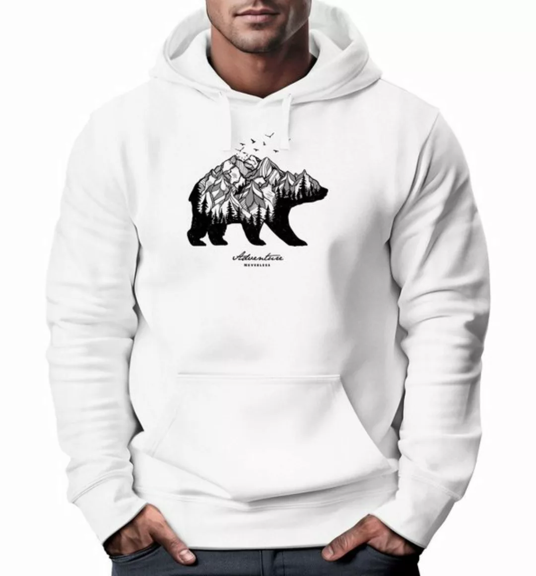 Neverless Hoodie Hoodie Herren Bär Abenteuer Berge Wald Bear Mountains Adve günstig online kaufen