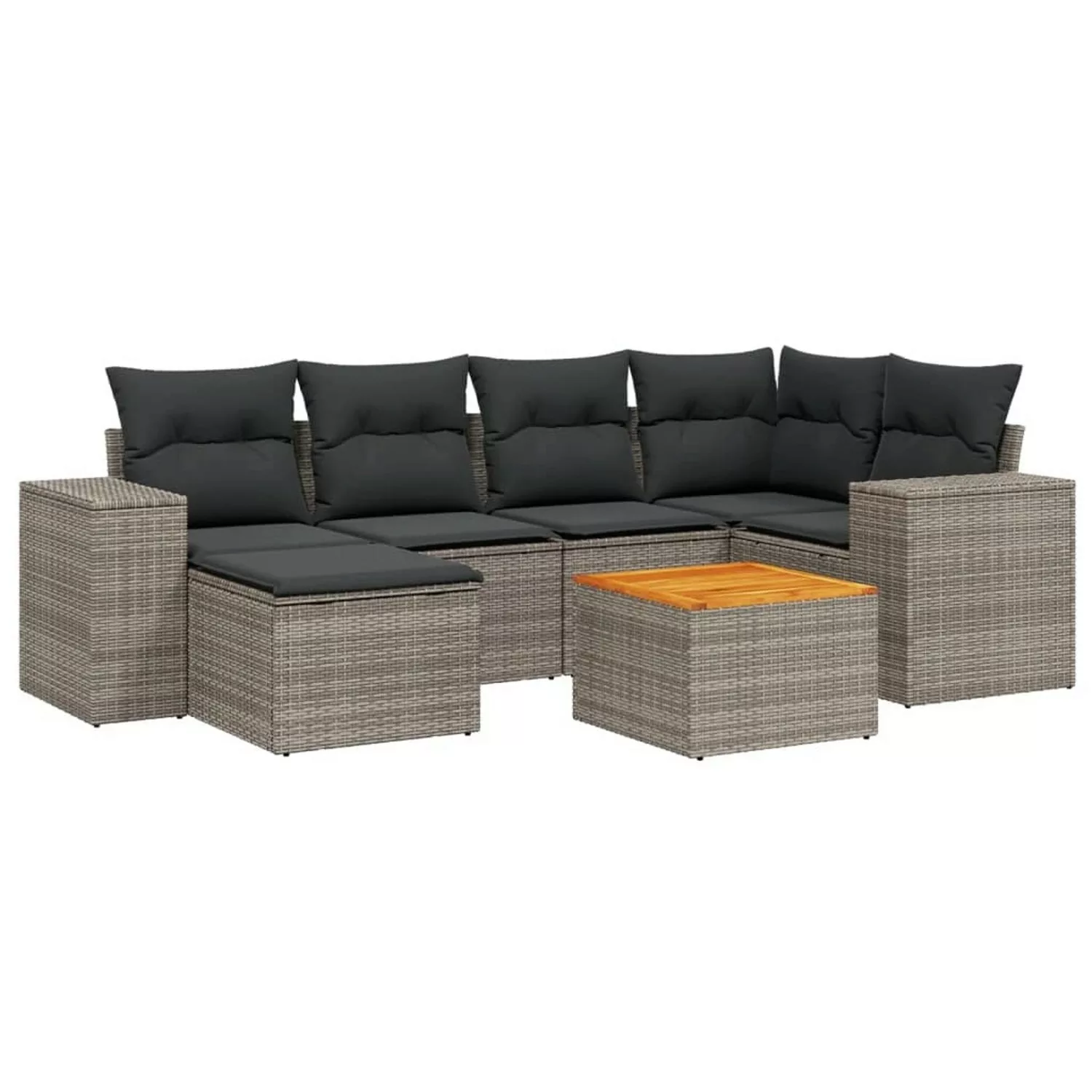 vidaXL 7-tlg Garten-Sofagarnitur mit Kissen Grau Poly Rattan Modell 99 günstig online kaufen