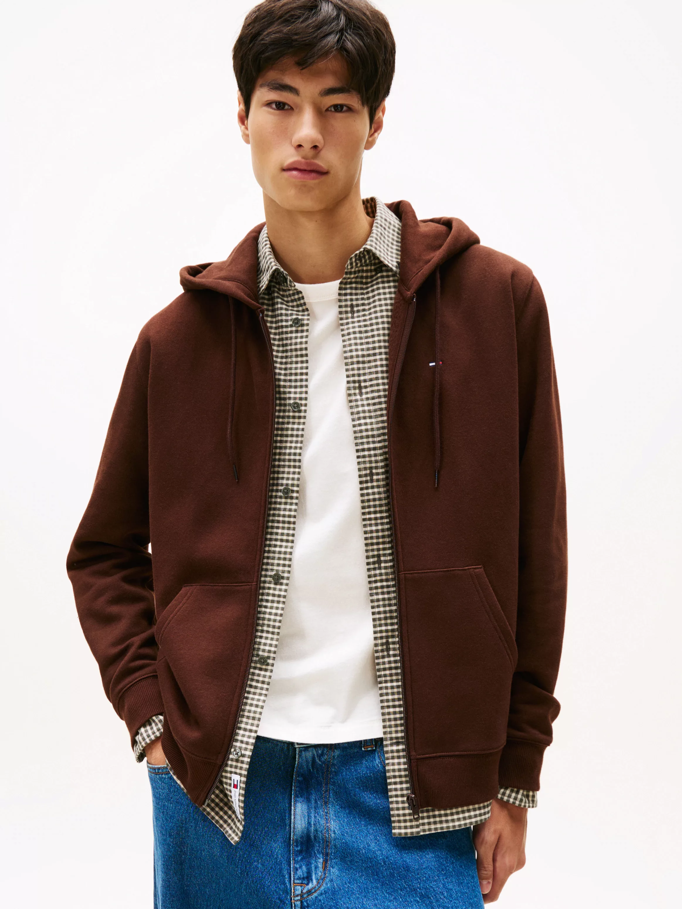 Tommy Jeans Sweatshirt "TJM REG S FLAG ZIP FLEECE THRU", mit bestickten Mar günstig online kaufen