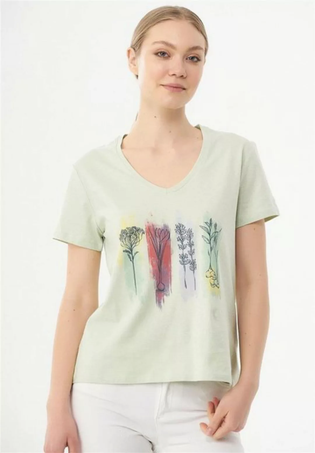 ORGANICATION T-Shirt Women's Printed T-Shirt in Sage Green günstig online kaufen